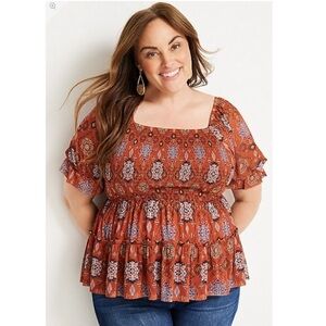 Maurices Orange Blouse Top